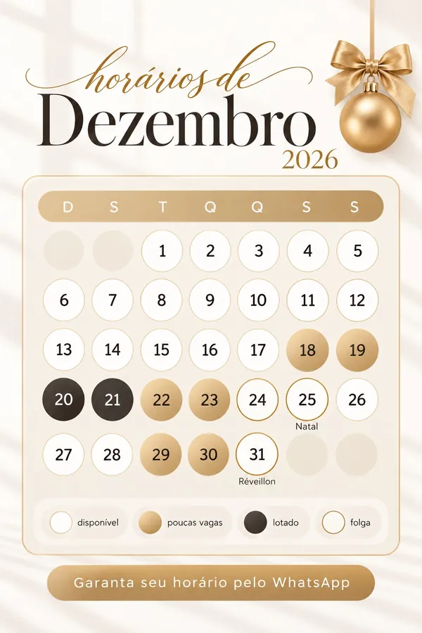 Horários de dezembro no calendário do catálogo