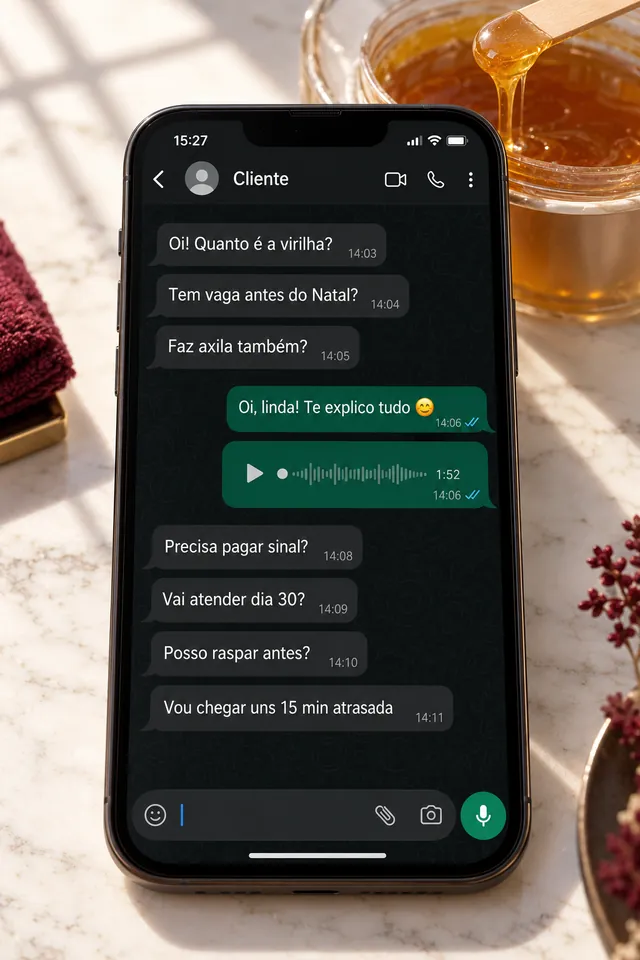 Conversa no WhatsApp com várias perguntas de clientes sem organização